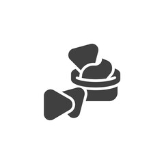 Nachos chips with cheese dip vector icon