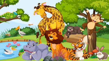 Plakat Wild animals in the jungle