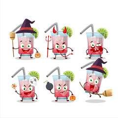 Halloween expression emoticons with cartoon character of hawaiian sea breeze