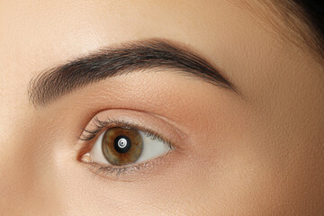 Young woman with beautiful eyebrows, closeup view