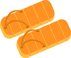 Vector drawing of yellow flip-flops for pool or going to the beach shoes on white background