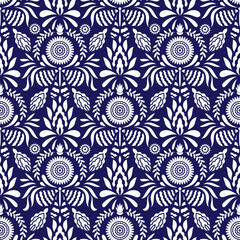 Vector Seamless Mexican Otomi Style  Pattern - 441131013