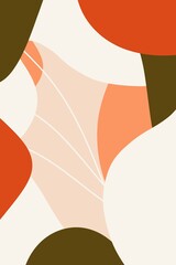 set of abstract shapes lines circles of orange white and brown colors hand drawn digital illustration