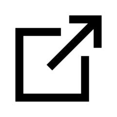 External hyperlink black line icon. Vector illustration of an arrow going out of the box representing the concept of external link 