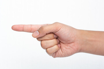hand pointing with a plain white background