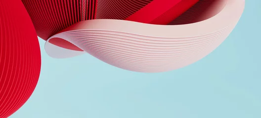 Minimal abstract background for branding and product presentation. Red and pink subtle geometric on blue background. 3d rendering illustration. Clipping path of each element included. © 3DJustincase
