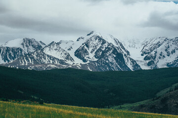 Fototapeta na wymiar snow-capped mountain peaks altai republic