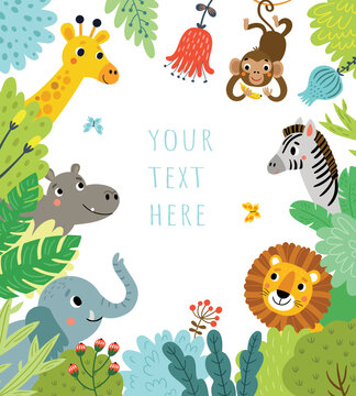 Illustration with cute african animals