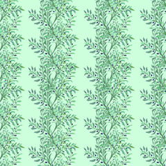 Wallpaper with olive branches. Decorative olive branches with foliage and fruits. Vector illustration.
