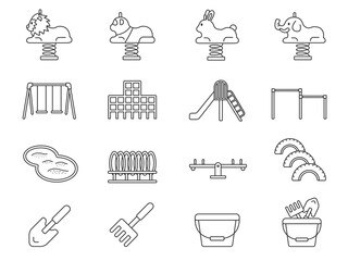 公園の遊具のアイコンセット