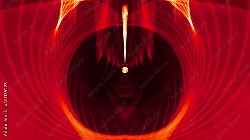 Poster abstract art red mesh wave vortex space tunnel with center fire flame magical energy transmission. 4