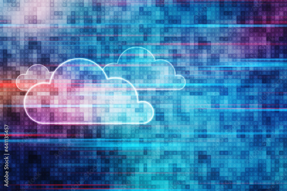 Poster cloud network in abstract technology background. cloud networking concept.
