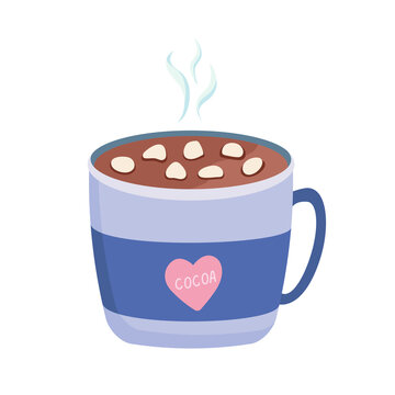 steaming cocoa mug with marshmallows clip art preview