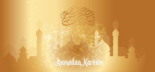 Ramadan Kareem Background Gold Color and Sparkle 