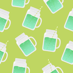 メイソンジャーのシームレスパターン　メロンソーダ