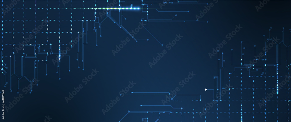 Poster Quantum processing. Deep learning artificial intelligence. Future new technology  for business or science presentation