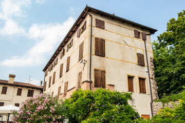 View on an ancient palace in the city of Bassano, Vicenza - Italy