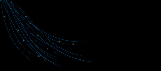 Subtle rays on black background with radiance and bokeh