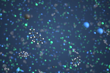 Diquat molecule, scientific molecular model, 3d rendering