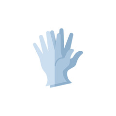 prevention of coronavirus infection single flat icon glove isolated on white.Perfect outline symbol Covid19 pandemic banner. Quality flat design element a pair of rubber medical gloves