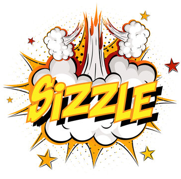 Word Sizzle on comic cloud explosion background