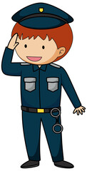 A police officer doodle cartoon character isolated