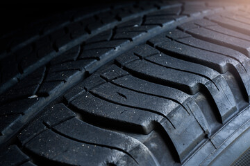 Car tyre close up.