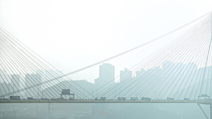 Road bridge over the strait in Hong Kong 