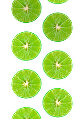 sliced ​​lime isolated on white background. Top view.