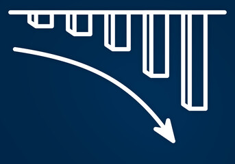 下降グラフ、シンプル、線