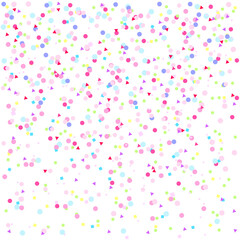 Abstract wallpaper with random falling colored stars. Bright colors. Geometric background with confetti. Texture for design. Print for polygraphy, posters, t-shirts and textiles. Greeting cards