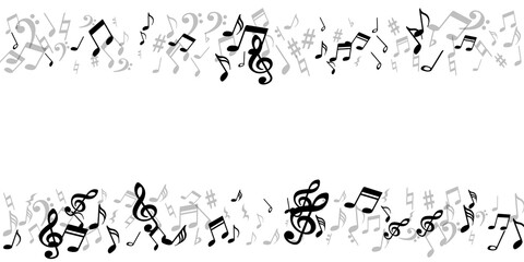 Musical notes flying vector pattern. Sound