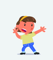 cartoon character of little girl on jeans arguing angry