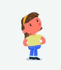  cartoon character of little girl on jeans doubting