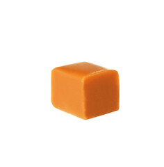 One sweet caramel candy isolated on white