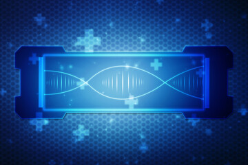 DNA structure, abstract medical and healthcare background,Abstract technogoly science concept DNA fururistic on hi tech blue background