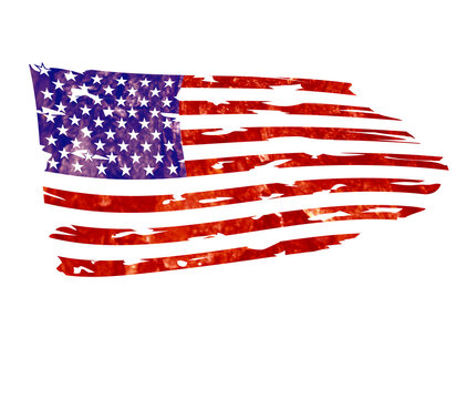Watercolor flag of America. USA flag. Distressed American flag. EPS 10,	
