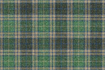 ragged grungy seamless checkered texture of classic coat tweed green gray beige fabric with blue stripes for gingham, plaid, tablecloths, shirts, tartan, clothes, dresses, bedding, blanket