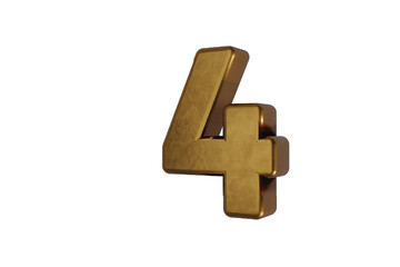 Obraz premium Digit number alphabet golden metallic glossy letter. 3d rendering illustration