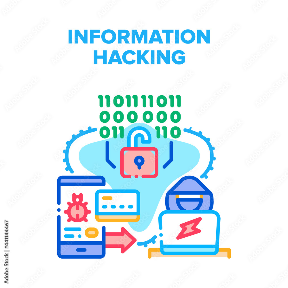 Poster personal information hacking vector icon concept. personal information hacking, data phishing and ha