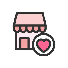 Love Shop filled outline icon