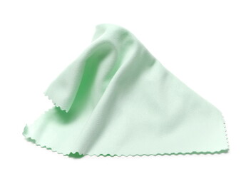 Green cleaning cloth for glasses isolated on white background 