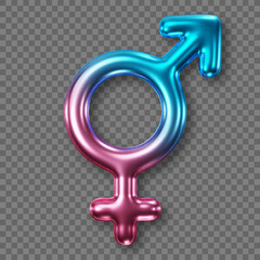 Shiny gradient intersex gender symbol isolated on transparent background