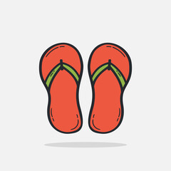 Hand drawn flip flops icon Design Template. vector sketch doodle illustration isolated on white background. Summer vacation and leisure symbol.