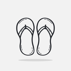 Hand drawn flip flops icon Design Template. vector sketch doodle illustration isolated on white background. Summer vacation and leisure symbol. Perfect For coloring books and stickers.