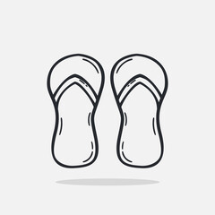 Hand drawn flip flops icon Design Template. vector sketch doodle illustration isolated on white background. Summer vacation and leisure symbol. Perfect For coloring books and stickers.