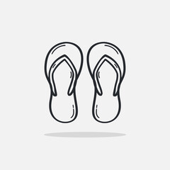 Hand drawn flip flops icon Design Template. vector sketch doodle illustration isolated on white background. Summer vacation and leisure symbol. Perfect For coloring books and stickers.