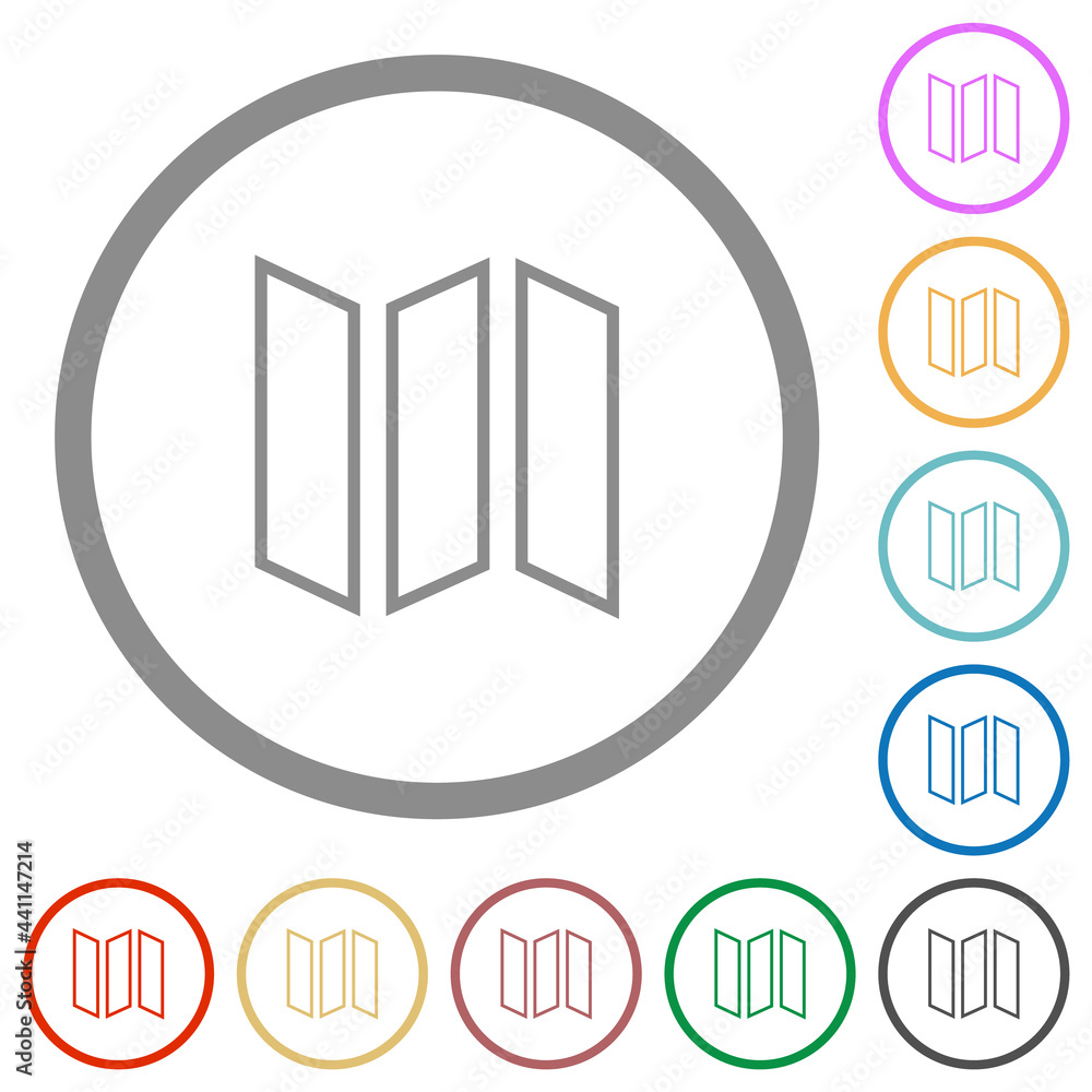 Poster collapsible map outline flat icons with outlines