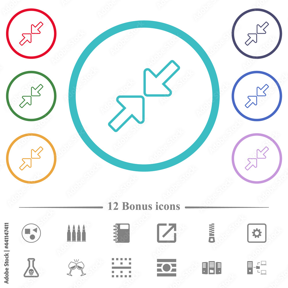 Poster resize small flat color icons in circle shape outlines