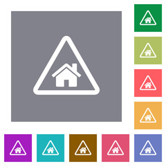 Home quarantine square flat icons